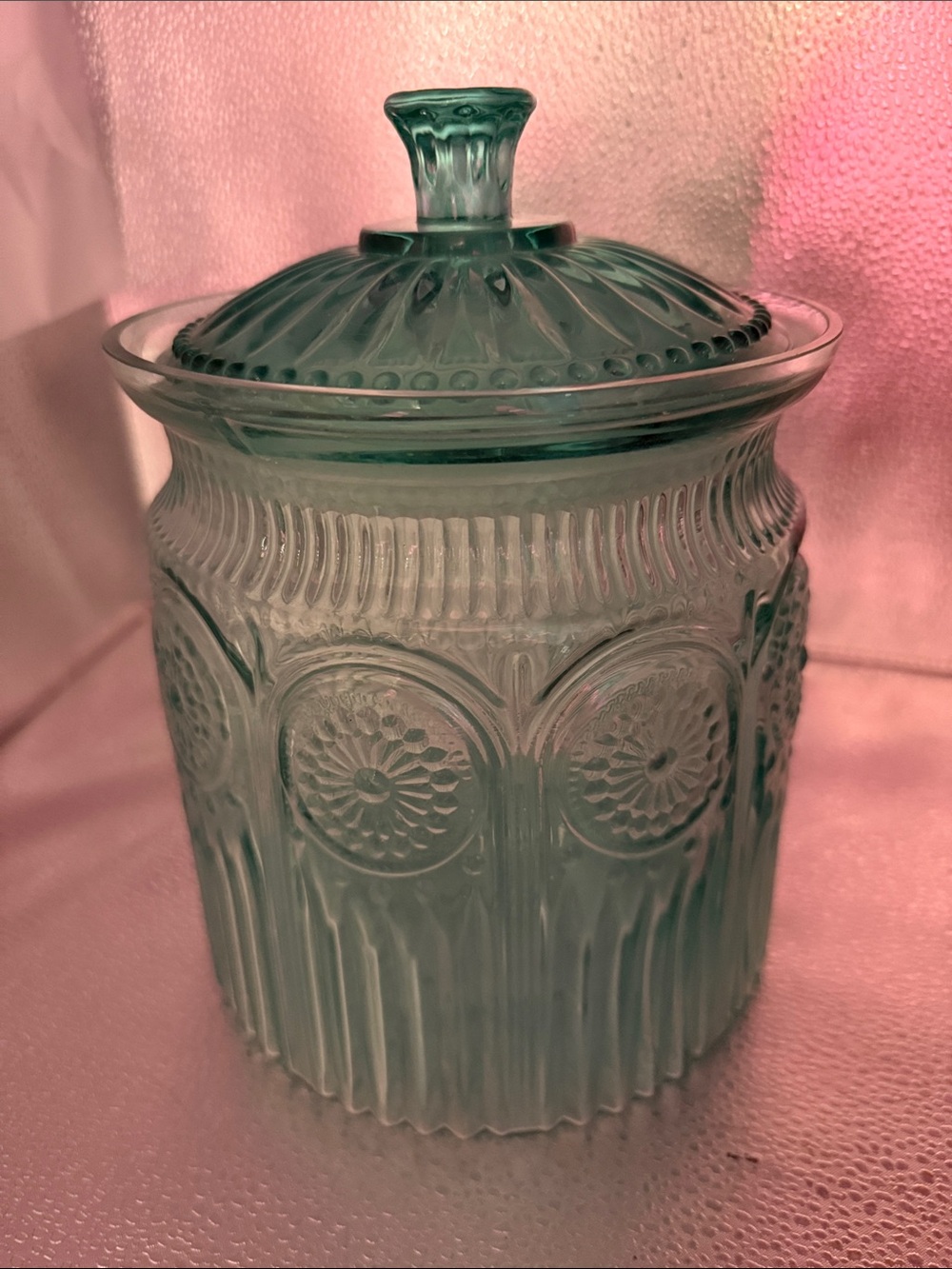 Pioneer Woman D/C Adeline Glass Turquoise Cookie Jar
